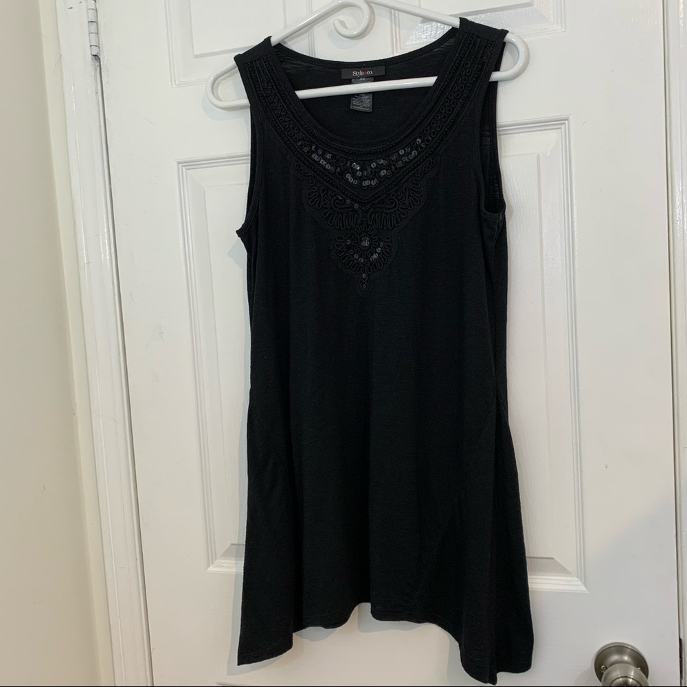 Embroidery & sequins Unique Black Tunic Size Medium